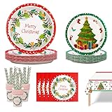 Nkaiso Weihnachten Einweg-Partygeschirr Set, 101-teilig – Weihnachtsfest...