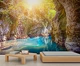 Tapeten Mit Naturlandschaften Canyon See Muster Tapete Sonniger Wald...