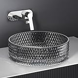 EMKE Aufsatzwaschbecken Glaswaschbecken Rund, Waschbecken Glas Transparent...