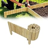 XMTECH Flexibler Holzzaun 200 x 20 cm Naturholz | Beeteinfassung...
