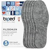 biped 3 Paar Filz Einlegesohlen - Extra dicke Schuheinlagen aus...