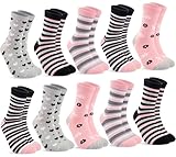 10 Paar Socken Damen 35-38, Strümpfe damen Baumwolle Lange Ringelsocken,...