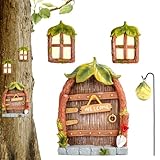 MplehDa Miniatur Fee Garten Tür, Feentür und Fenster für Bäume, Vintage...