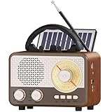 Radio Tragbar AM/FM/SW Outdoor Solar Retro Radio mit Bluetooth Lautsprecher...