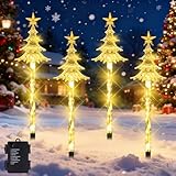 LED Gartenstecker 4er Set,Acryl Weihnachtsbeleuchtung Außen,Garten Deko...