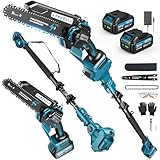 2-in-1 Mini Kettensäge 8 Zoll mit Teleskopstange, 1200W Bürstenlose...