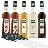Mathieu Teisseire SET Café 5+5-5x Kaffee Sirup + 5x Pumpen - Karamell,...