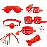 8-Teiliges Rotes Leder Lychee Muster Einstellung Set, Aus Weichen Und...