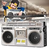 Retro Bluetooth Boombox mit Kassettenspieler, AM / FM Radio und...
