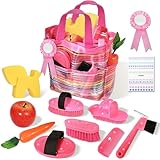 Hobby Horse Zubehör Kinder, Pferde Putzbox Spielzeug Rosa mit Tasche mit...