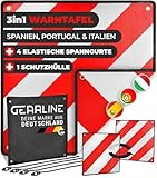 GEARLINE® 3-in-1 Warntafel für Italien, Spanien & Portugal [inkl. 4X...