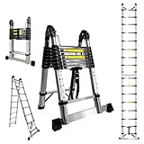 Brsheco Teleskopleiter 5M Edelstahl Leiter 5m mit Stabilisator Groosse...