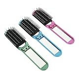 HAMPPLIES 3 Stück Faltbare Haarbürste mit Spiegel und Massagefunktion...