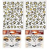 YAZWUR 2 Sheets Face Sticker Tattoo Set - Temporäres Glitter...
