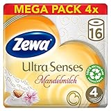 Zewa Deluxe Mandelmilch Toilettenpapier, verwöhnendes WC-Papier 4-lagig...