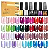 LEVIPE UV Nagellack Set, 45 Stück Gel Nagellack mit Unterlack,Glänzender...