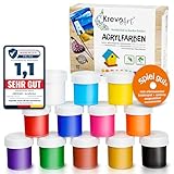 Krevo Art Wasserfeste Acryl-Farben, Acrylic Paint - 12 stark pigmentierte...