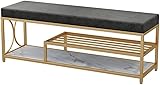 Doppelsitz-Schuhregal Hocker – Samt-Metall-Bett mit Stauraum für...
