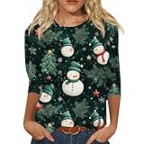 Weihnachtshemd für Damen, lustig, 3D-Grafik, Sweatshirts, 3/4-Ärmel,...