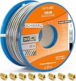 TRENDSKY Schwarz 25m Koaxialkabel 135dB 5-Fach Sat Koax Kabel, Stahl-Kupfer...