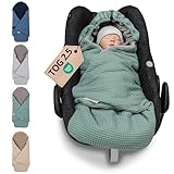ULLENBOOM Einschlagdecke Babyschale, 100% OEKO-TEX Materialien, Salbeigrün...