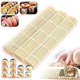 CHRI 3 STK Sushi Matte, Bambusmatte Sushi Roller, Natürliche Bambusmatte...