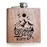 Der Berg ruft Flachmann Holz mit Gravur. Geschenk Ski fahren Flachmann...