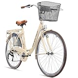 Bergsteiger Paris 26,28 Zoll Damenfahrrad, ab 140 cm, Korb, Fahrrad-Licht,...