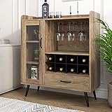 SogesHome Weinschrank Weinregale Buffet mit 1 Glastür und Schublade 3...