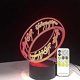 3D-Ringe Lampe 7 Farben Kinder Geschenk Touch Nachtlicht für Kinder Urlaub...