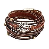 Flongo Damenarmband Frauen Armband Damen Lederarmband, Metall Leder Armband...