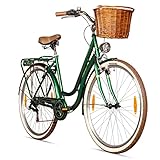 Bergsteiger Marseille 26 Zoll Damenfahrrad, ab 150 cm, Korb aus Rattan,...