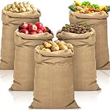 SaiXuan Sandsäcke Jute Natur-Jutesack 5er-Set (105cm x 60cm), Groß und...