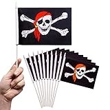 PHENO FLAGS Piratenflagge klein- 10 Stück - Piratenfahne 12,7 x 20,32 cm -...