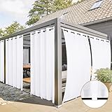 2 Stücke Outdoor Vorhang Wetterfest mit Ösen, Outdoorvorhänge Balkon...