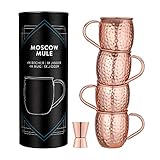 Navaris Moscow Mule Set 5 teilig - 4x Kupferbecher und 1x Jigger für...