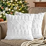 Kissenbezug Weihnachten 50x50 cm,2er Set Weihnachtskissen...