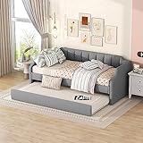 Kehun Kinderbett Polsterbett 90x200 cm, Schlafsofa Tagesbett mit...