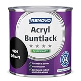 Acryl-Buntlack 2-in-1 375 ml RAL 9900 Schwarz seidenmatt Renovo