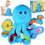 Octopus Kuscheltier mit 8 Texturierte Tentakel, Baby Spielzeug ab 1 Jahr,...