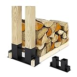 Relaxdays Holzstapelhilfe 2er Set, DIY Holzunterstand für Kanthölzer,...