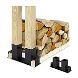 Relaxdays Holzstapelhilfe 2er Set, DIY Holzunterstand für Kanthölzer,...