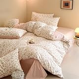 Lanqinglv Bettwäsche 135x200 Baumwolle Rosa Blumen Aesthetic Pflanzen...