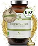 QIDOSHA® Bio Hanfsamenöl Kapseln vegan, 180 Kapseln im Apothekerglas, mit...