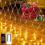 Lichternetz Außen, 3x2m 200 LED Lichterkette Außen Warmweiß mit Stecker,...