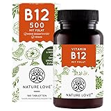 NATURE LOVE® Vitamin B12 Vegan - 500 µg pro Tagesdosis - 180 Tabletten -...