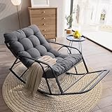 IRONCK Patio-Schaukelstuhl mit Kissen, Übergroßer Garten-Schaukelstuhl...
