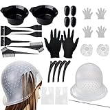 Haar Färben Set,Silikon Haarfärbe Kappen,25 Teile DIY Beauty Salon Tool...