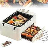 Elektrischer Grill, 1000-W-Kochplatte mit Doppelschicht und rotierenden...