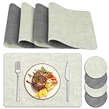 Tischsets Abwaschbar und Untersetzer, Zweifarbig Platzsets Abwaschbar...